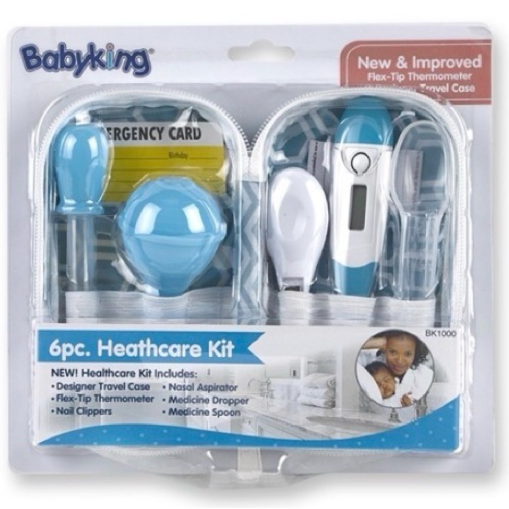 🌸. Babyking 6pc Healthcare Baby Care Kit - Blue/White